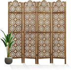 68.9Inch Folding Room Divider, 4 Panels Wood Carved Privacy Screens by Svimi