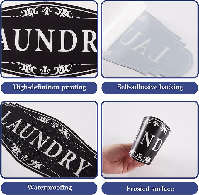 Laundry Room Door Sign for Business and Home，Self-adhesive Waterproof Cute - Image 4