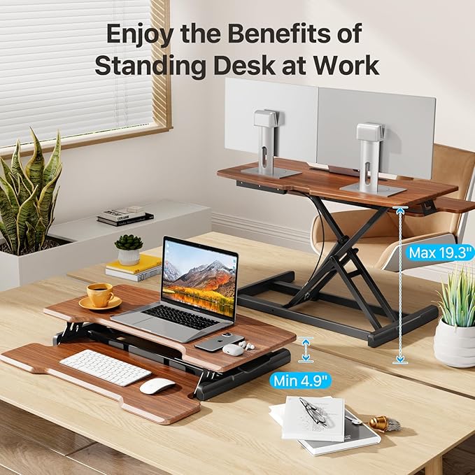 JYLH JOYSEEKER Standing Desk Converter 32 inch, Height Adjustable Sit Stand - Image 3