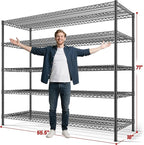 REIBII 55.5" W Storage Shelves 3200LBS Metal Shelving 5 Tier Wire Shelving Unit - Image 3