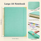 Bullet Dotted Journal Spiral Notebook, 300 Pages Leather Notebooks - Image 5