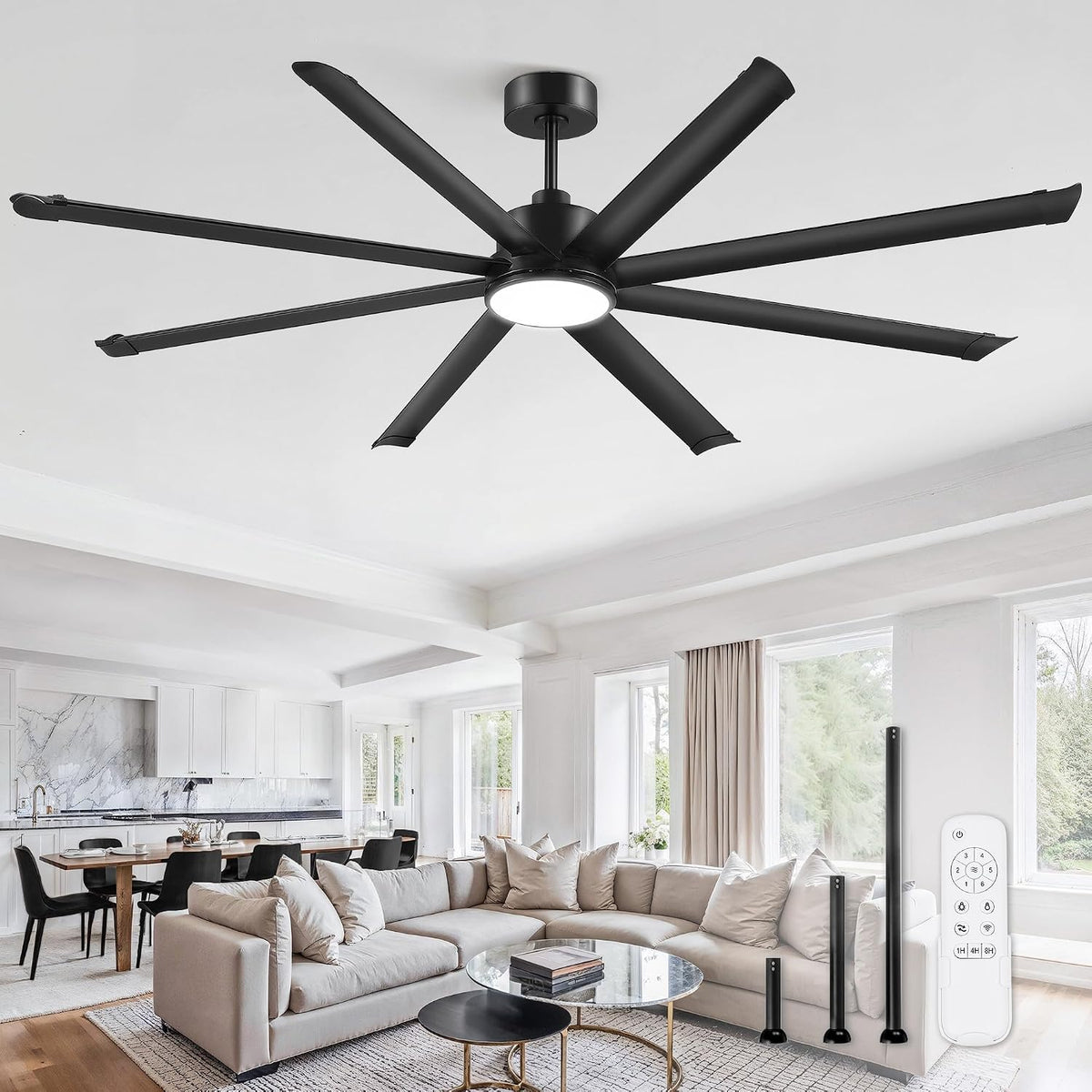zmishibo 84 inch ceiling fans with lights,8 aluminum, main product view