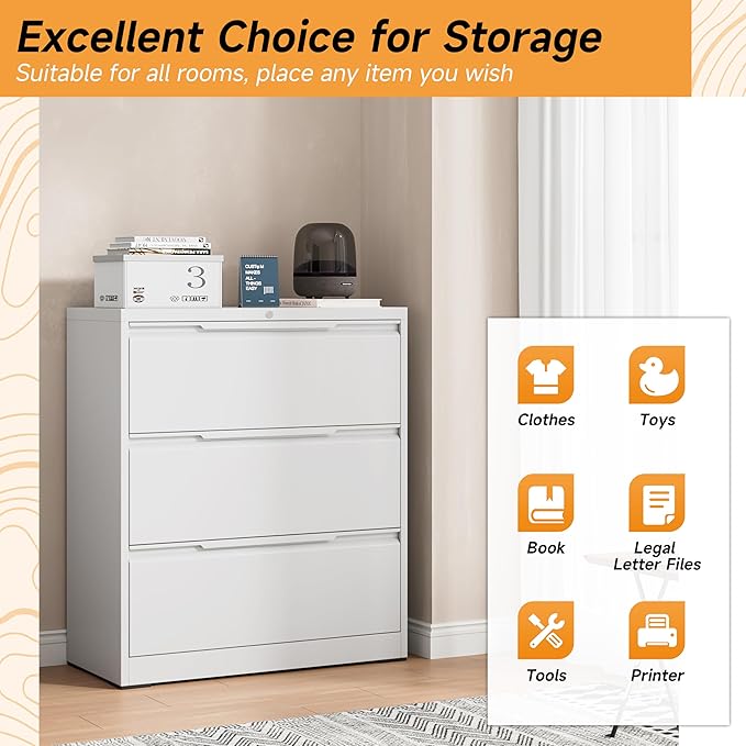 Bestoo 3-Drawer File Cabinet - Image 4