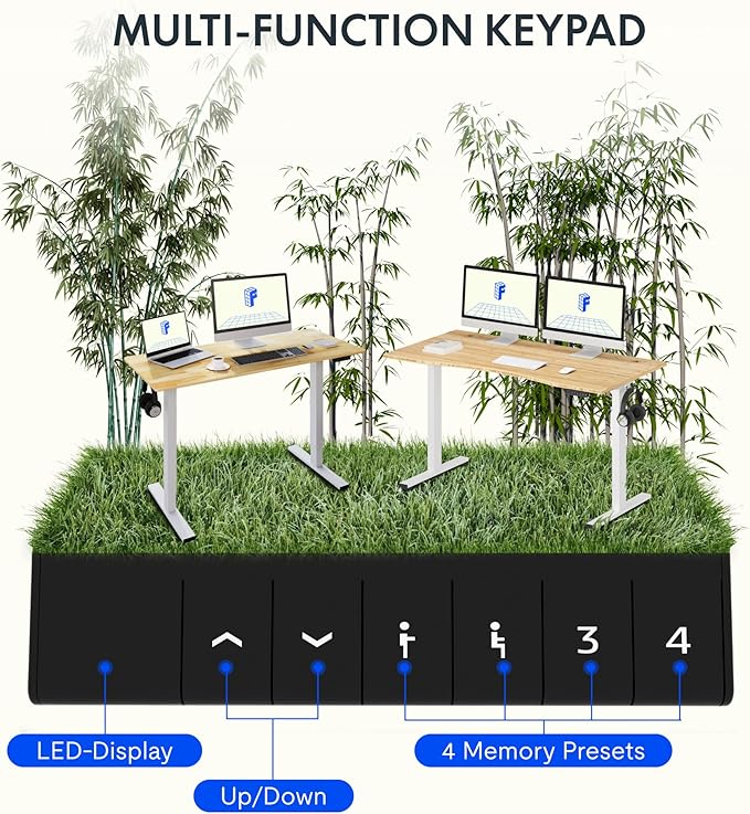 FLEXISPOT EN1 Bamboo Standing Desk, 48 x 24 Inches Whole-Piece Electric Height - Image 5