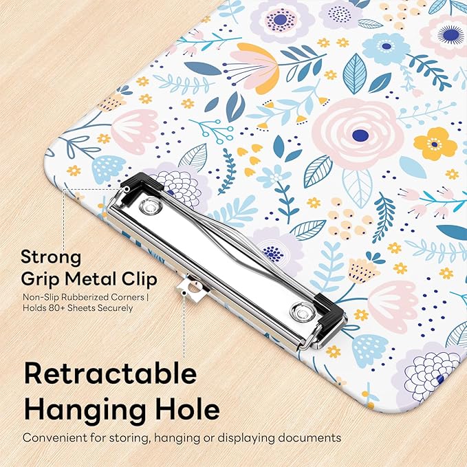 Luminzo Plastic Cute Clipboard Low-Profile Metal Clip, A4 Letter Size 9 x 12.5 - Image 4