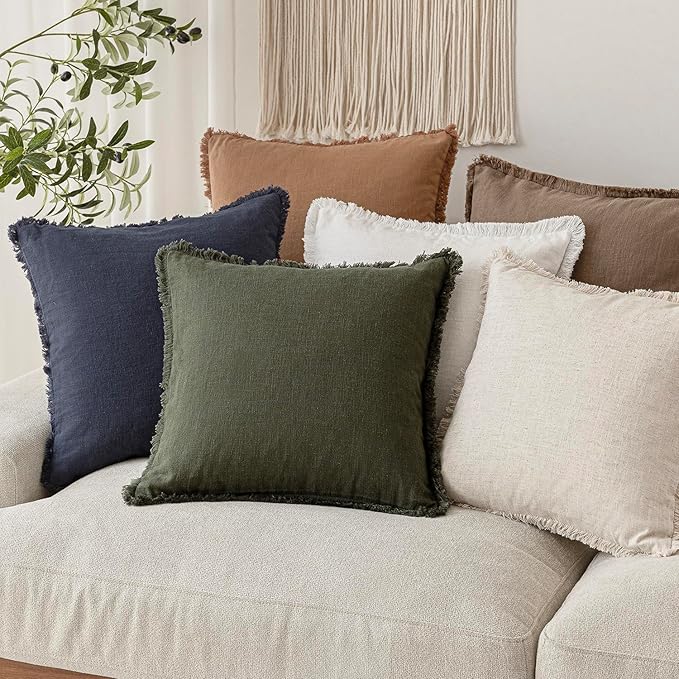 Foindtower Set of 2 Decorative Linen Fringe Throw Pillow Covers Boho Farmhouse - Image 7