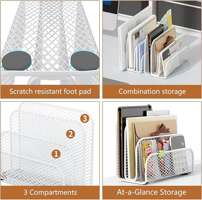 gianotter Mail Organizer Countertop, Metal File Holder - Image 4