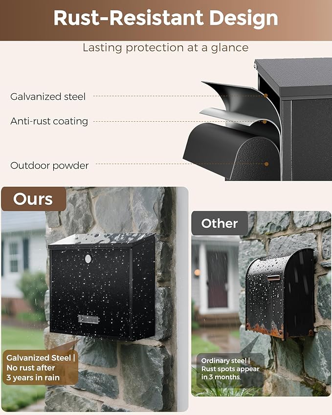 LAND·VOI Locking Wall-Mount Mailbox - Image 4