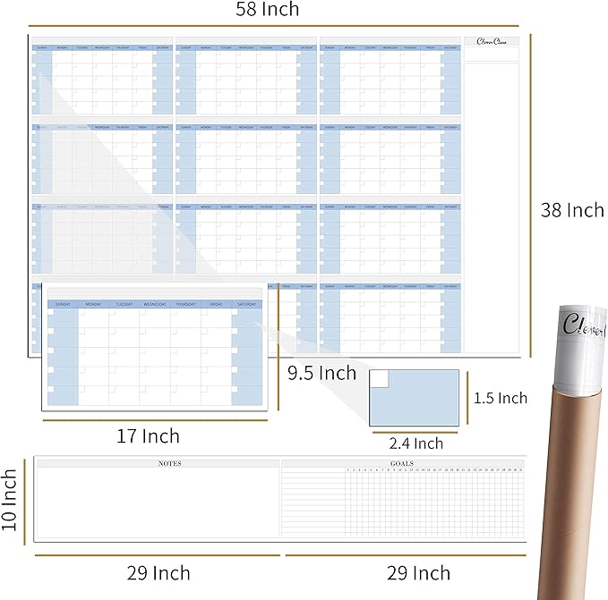 CLEVER CLEAN Large Dry Erase Wall Calendar - Image 2