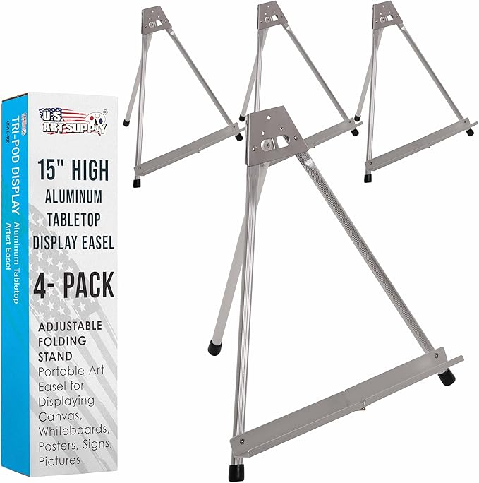 U.S. Art Supply 15" High Aluminum Tabletop Display Easel by USArtSupply