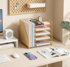 opnice desk organizer, 5-tier paper organizer letter tray shown in use