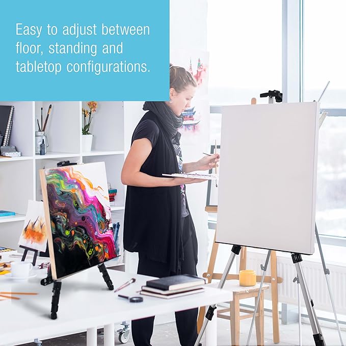 U.S. Art Supply 66" Silver Metal Tripod Easel Display - Image 4