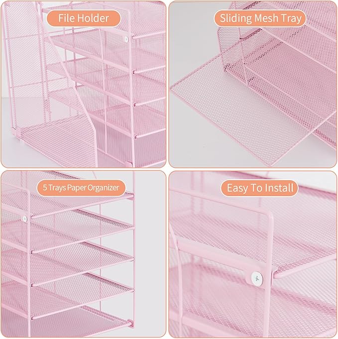LEKETREE Desk Organizers and Accessories, 5-Tier Paper Letter Tray Organizer - Image 5