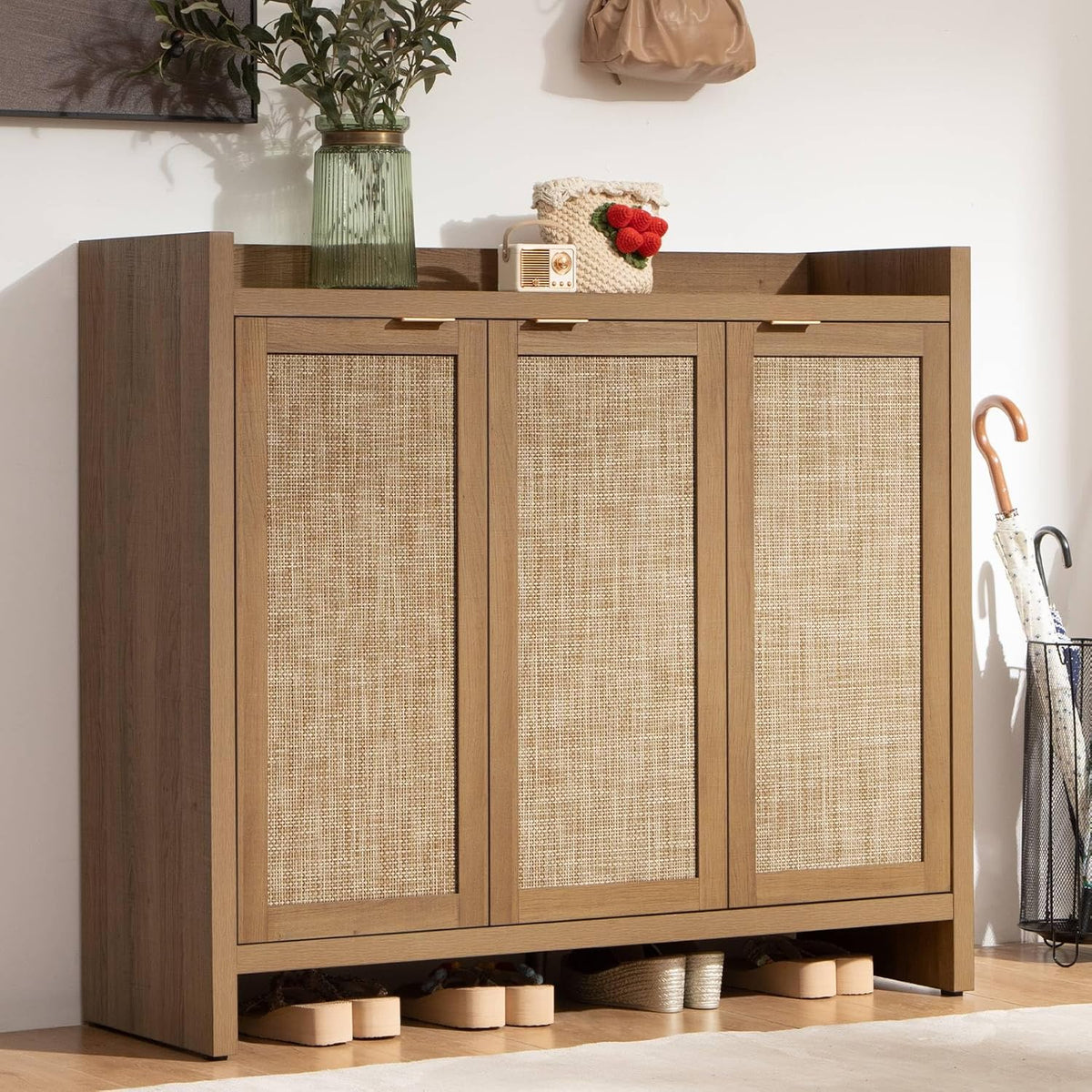 sicotas shoe storage cabinet, 30 pairs rattan shoe, main product view