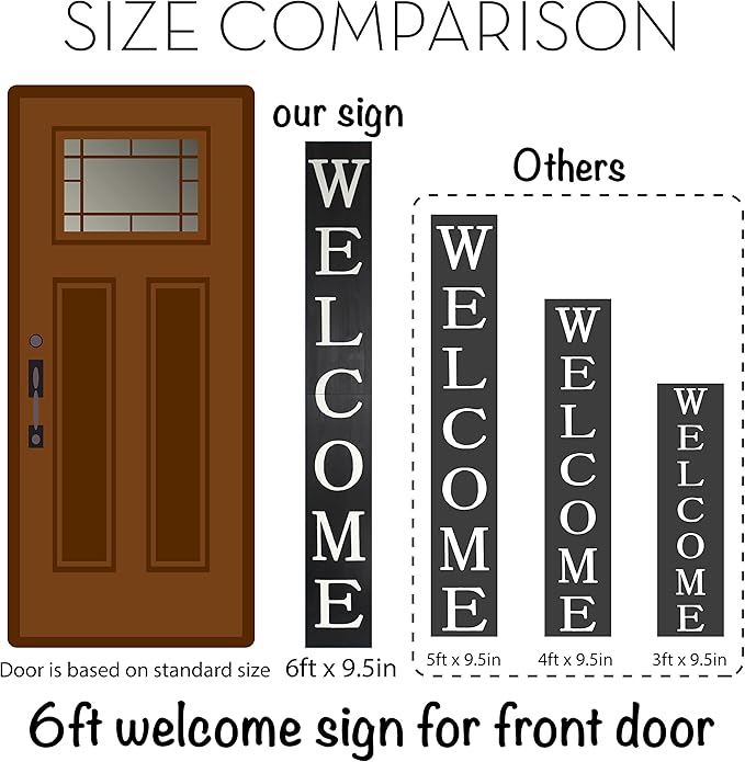 Tall Outdoor Welcome Sign for Front Door, 6ft Black, Rustic Tall Welcome Sign - Image 3