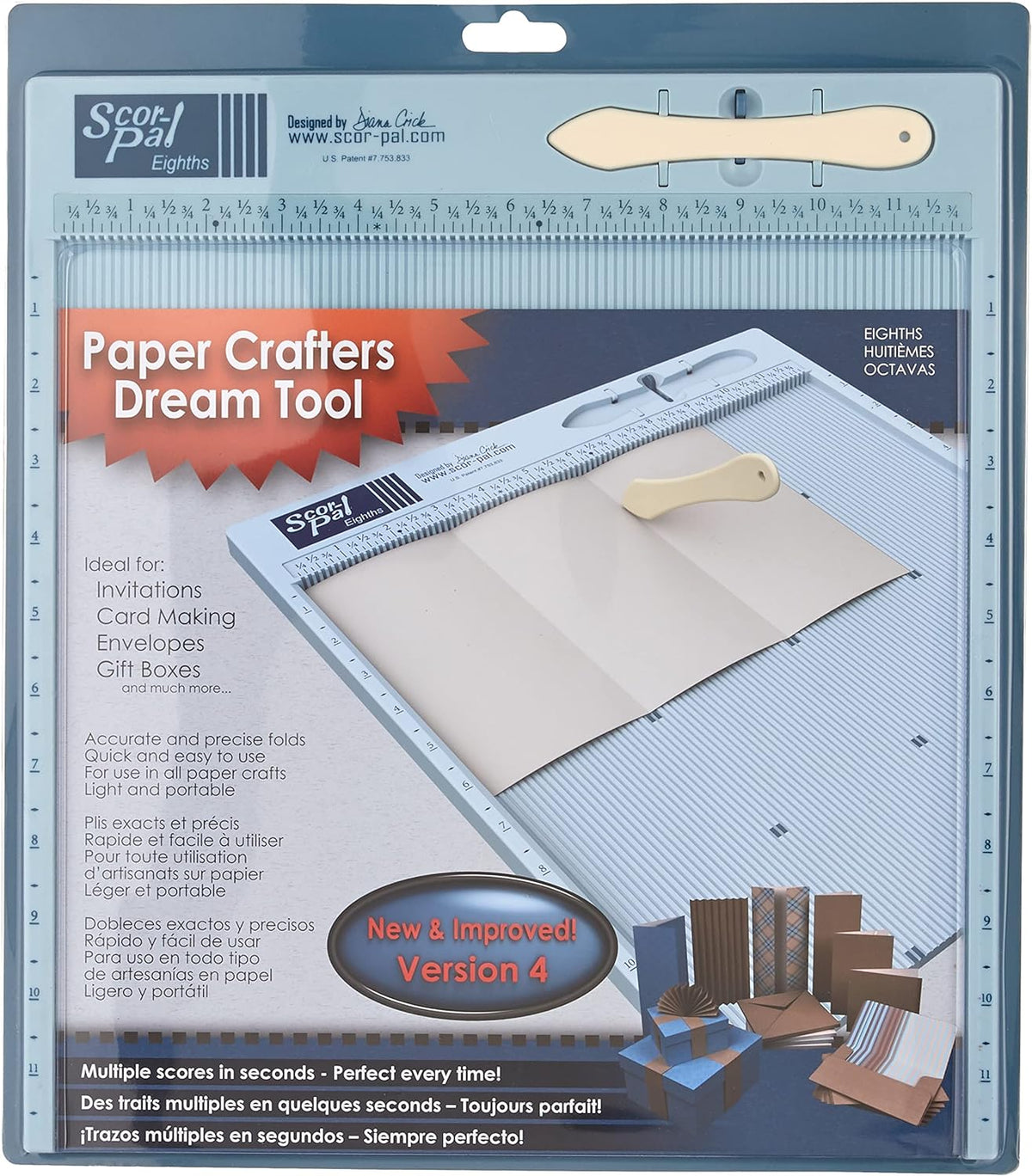 Scor-Pal Scoring Board, 12" x 12", 1/8" Space Grooves, Measuri...