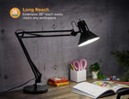 bostitch office vlf100d swing arm desk lamp, metal shown in use