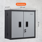 vevor foldable wall cabinet, metal garage locker mounted, close-up detail