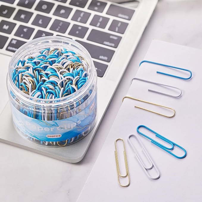 NEEWAY 200pcs Large Blue Paper Clips, 2 Inch Jumbo Paper Clip, Ceative Colored - Image 6