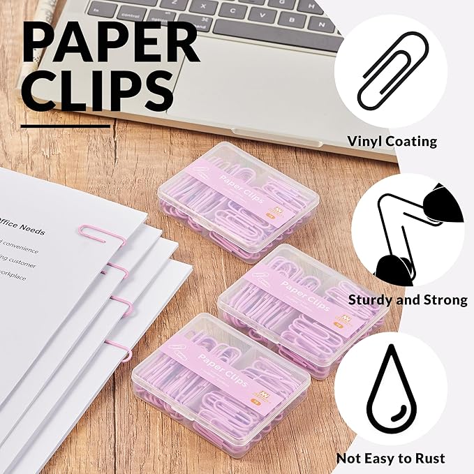 NEEWAY Colorful Paper Clips Assorted Sizes, Small and Large Paperclips - Image 4