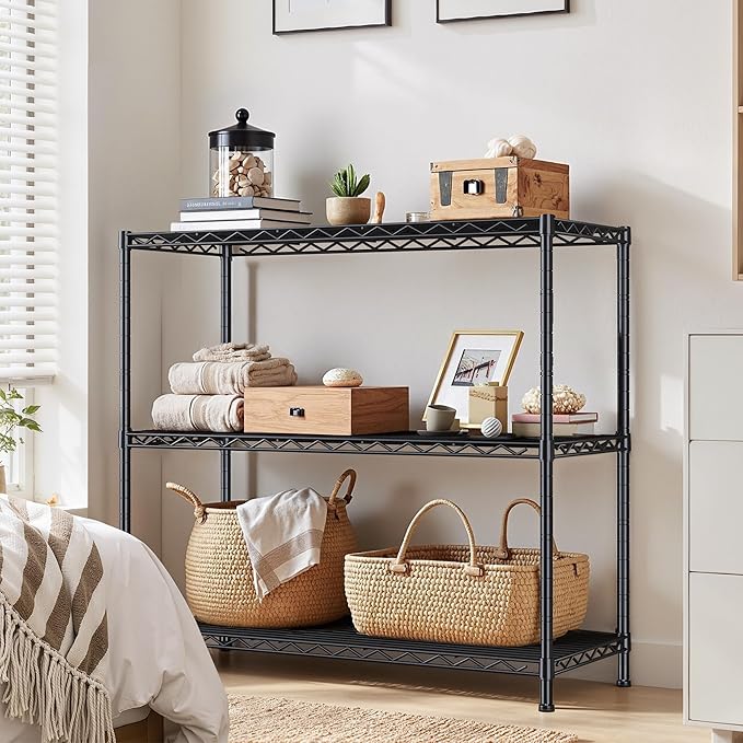 3- Shelf Metal Shelving Unit 35.6Wx14Dx36H, Adjustable Storage Shelves Heavy - Image 6