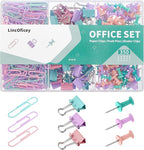 LincOficey 350pcs Paper Clips Binder Clips and Push Pins Set, Small Clips by Unknown