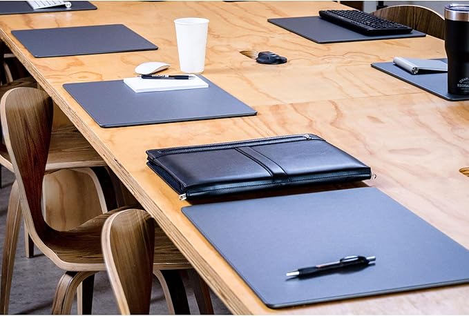 Dacasso 17" x 14" Gray Leatherette Luxury Conference Table Pad - Image 7