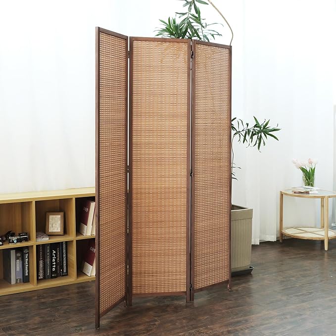 Furnnylane 3 Panel Bamboo Room Divider and Folding Panel Screen, Bamboo Panel - Image 3