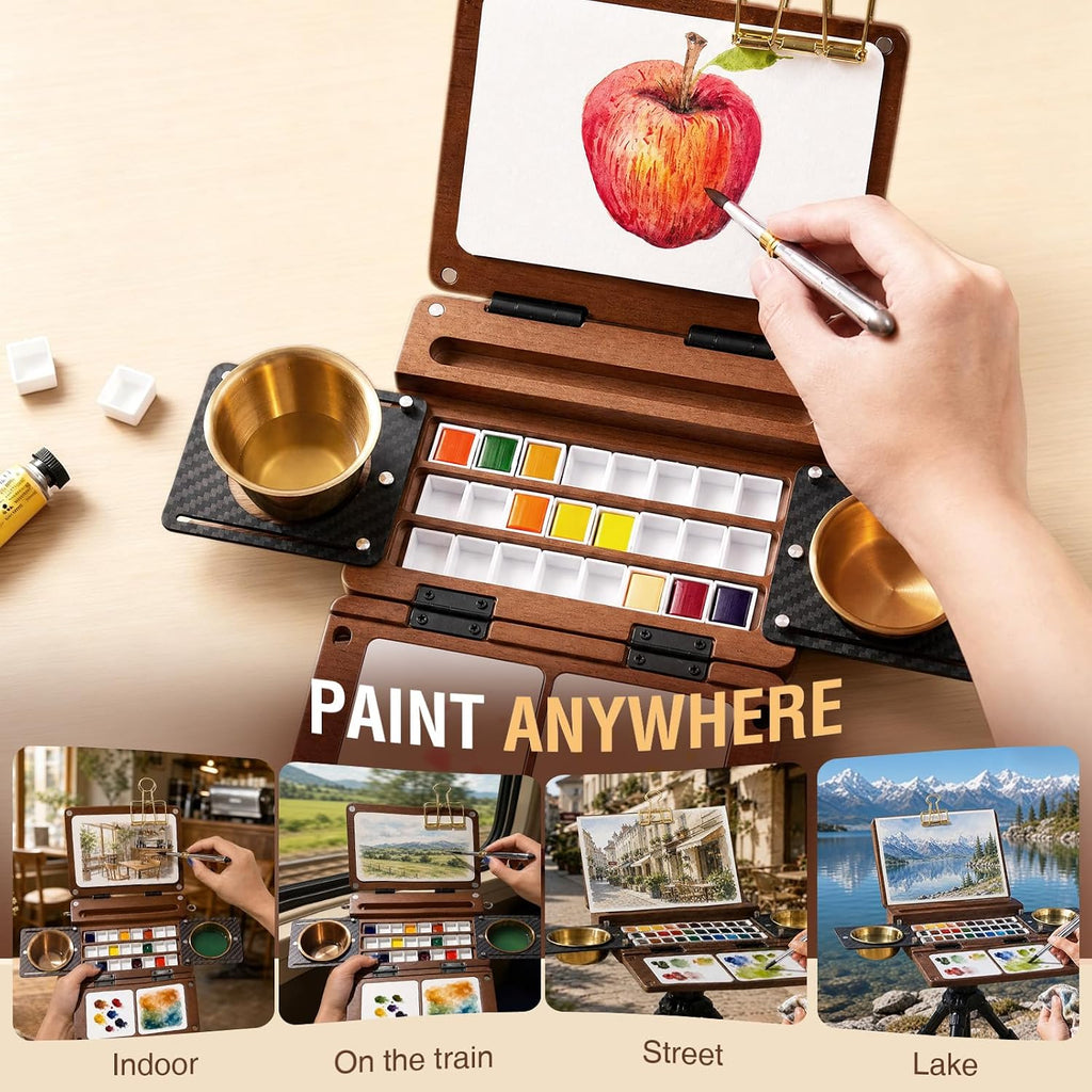 24-grid empty travel watercolor palette box, fuumuui all-in-one, front angle view
