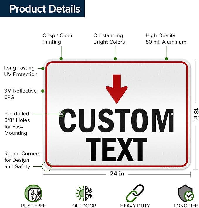 Custom Arrow, Custom Directional Sign, Down Arrow, 18x24 Inches, 3M EGP - Image 6