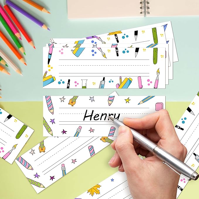 Name Tags for Classroom Cubbies, 30 Colorful Name Plates for Desks, Back to - Image 3