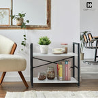 CAPHAUS 2 Tier Small Bookshelf, 24 Inch Width Free Standing Shelf, Bookcase - Image 4