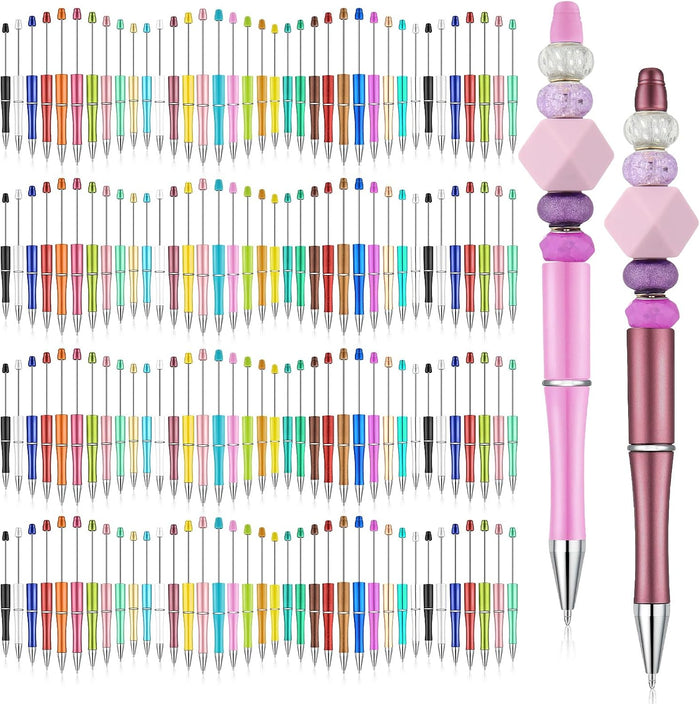 Kosiz 150 Pcs Plastic Beadable Pen Bulk, Pure Colors