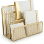 BLU MONACO | Gold Metal Mesh Mail Sorter Organizer Countertop | Paper Sorter by Blu_Monaco
