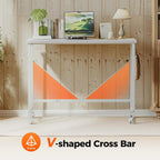 39x20 Inch Computer Desk with Wheels, Small Simple Rolling Desk | Writing Table for Home Office Bedroom Work Study, White