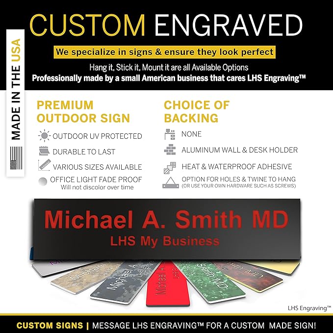 Engraved Name Plates for Door Sign Personalized Black Plastic Plaque - Image 3