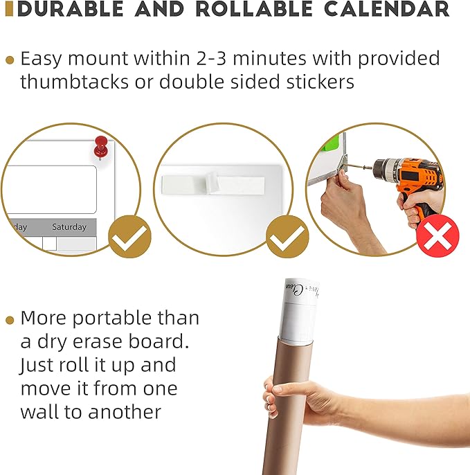 CLEVER CLEAN Large Dry Erase Wall Calendar - Image 5