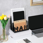 Vercraft 2 Slot Mail Organizer Holder Countertop Wooden Mail Black Letter Holder - Image 5