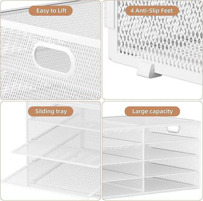 Marbrasse 5 Tier Desktop Literature Organizer, Mesh Paper Organizer Desk - Image 4