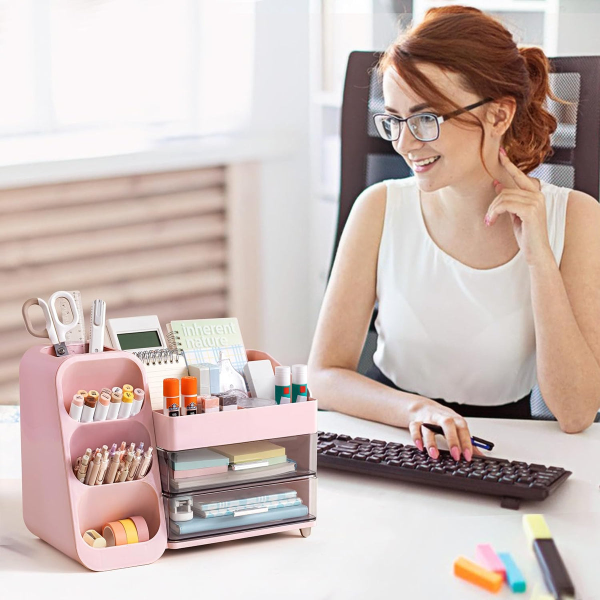hblife desk organizer with pen pencil holder for on a desk or shelf