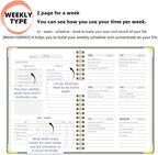 Undated Weekly Planner with Metal Corner Hardcover Notebook, A5 Size Journal - Image 3