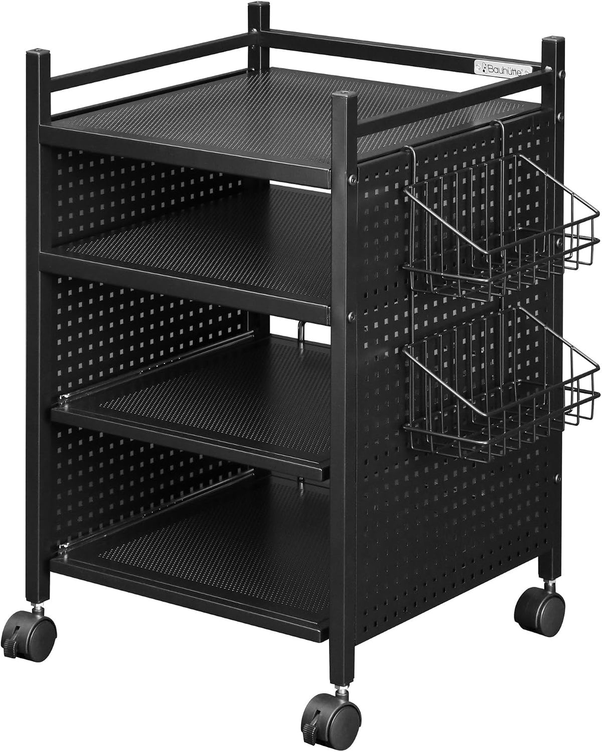 Bauhutte BHS-380G-BK Game Console Storage Rack, Slider Type, Black, 15.6 x 14...