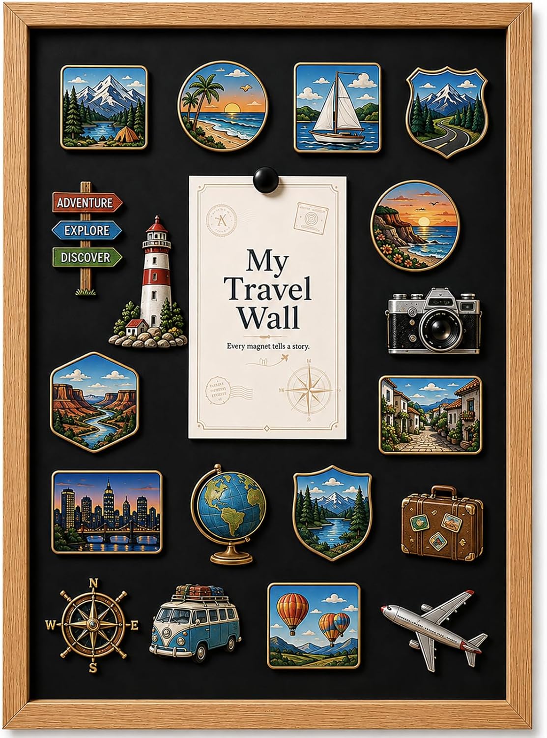 Framed Travel Magnet Board: Turn 30 Magnets Into 1 Memory Wall