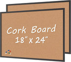 Board2by 2-Pack Cork Board Bulletin Board 18“ x 24”, Office Board by Justdowhatyouwanttodo