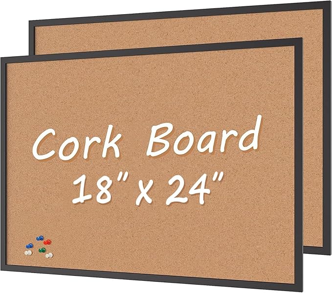Board2by 2-Pack Cork Board Bulletin Board 18“ x 24”, Office Board by Justdowhatyouwanttodo