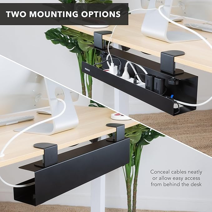 Mount-It! Under Desk Cable Management Tray – Clamp-On No-Drill Metal Cable - Image 7
