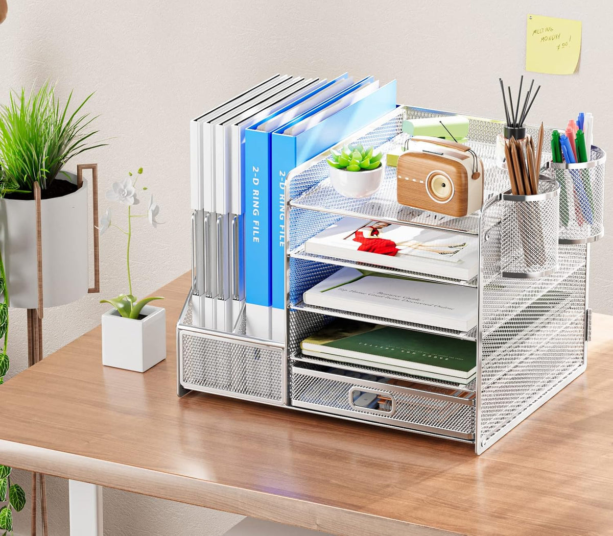 Marbrasse Desk Organizer with File Holder, 5-Tier Paper Letter Tray Organizer...