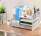 Marbrasse Desk Organizer with File Holder, 5-Tier Paper Letter Tray Organizer - Image 3