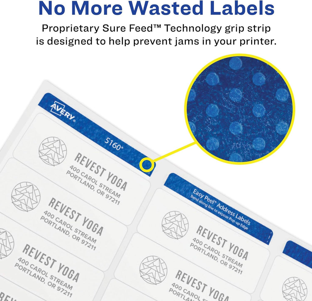 Avery White High Visibility Round Labels with Sure Feed, Permanent, 1-2/3", 2 Pack, 1,200 Labels Total (32135)