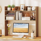 Tangkula Desktop Bookshelf for Computer Up to 32”, 37” Countertop Storage Hutch - Image 3